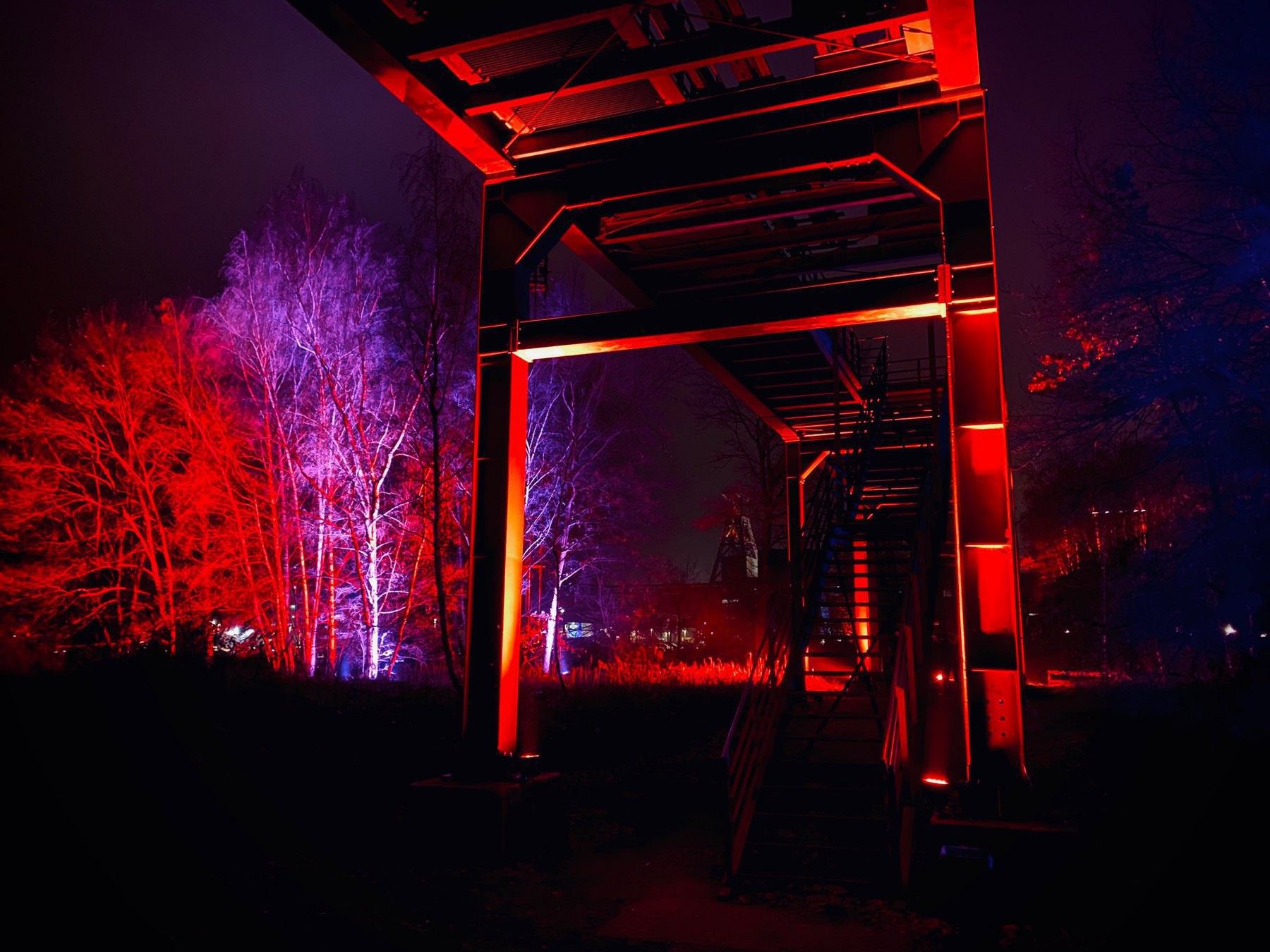 Light installation at Zeche Zollverein, Essen, Germany