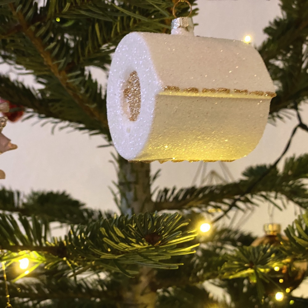 A toilette paper christmas tree decoration